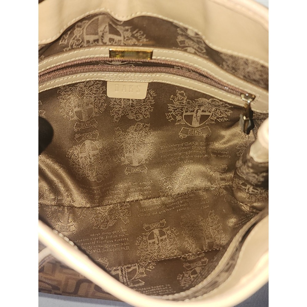 DAKS London Monogram Crossbody Bag Brown Leather Trim DC2H REAR VINTAGE LUXURY - Picture 5 of 7